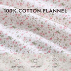 Laura Ashley - Flannel Sheets Queen Size, Anti-Pilling & Wrinkle Resistant Cotton, Touchably Soft for All-Season Comfort - Bed Sheets with Matching Pillowcases & Fitted Sheet (Evie Pink)