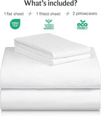 LuxClub 4 PC Queen Sheet Set, Deep Pockets Wrinkle Free Cooling Bed Sheets Hotel Bedding for Women, Men, Kids & Teens, Includes 1 Fitted Sheet, 1 Flat Sheet and 2 Pillowcases - Silky Soft White