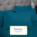 Queen Sheets Teal - 6 Piece 1500 Supreme Collection Fine Brushed Microfiber Deep Pocket Queen Sheet Set Bedding - 2 Extra Pillow Cases, Great Value, Queen, Teal