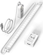 ASOKO Motion Sensor Dimmable Led Under Cabinet Lighting,12 inches Plug in Led Counter Light Bars, Cool White 6000K Light Bar for Kitchen/Closet/Wardrobe/Shelf/Desk/Display Case