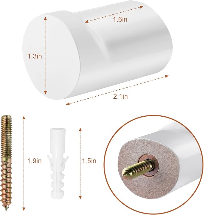 12 Pack Wood Wall Hooks, Modern Decorative Coat Hooks Wall Mounted, Handmade White Hat Hooks Heavy Duty Entryway Wall Hangers for Hanging Towels Robes Purses (White)