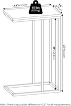 Furinno CAMNUS Side Table Set of 2, C-Shape Sofa End Table for Couch, Metal Frame Night Stand, Bedside Table, for Living Room, Bedroom, Americano