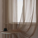 DUALIFE Sheer Curtains Light Filtering Solid Drapes for Window Curtains Sheer Grommet Top (Set of 2, 52 by 72Inch, Chocolate Brown)
