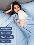 Extra Deep Split King Sheet Set - 7 Piece Breathable & Cooling Sheets - Hotel Luxury Bed Sheets Set - Easy Fit - Soft, Wrinkle Free & Comfy Sheets Set - Light Blue Sheet Set with Extra Deep Pockets