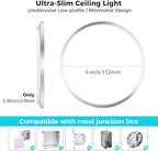 zemty 2Pack LED Ceiling Light Fixture, 6.5-Inch 12W 1200lm Small Flush Mount Light, Adjustable 3000K 4000K 6500K Color Temperatures, Round Flat Recessed Lamp for Kitchen Closet Hallway Laundry, Nickel