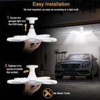 (8 Packs) LED Garage Lights, 60W Trilights Ceiling, High Low Bay Deformable Adjustable 4 Led Light Bulbs 6000LM 6000K, Screw in Tribright Garage Lighting Fixture,CRI80 Daylight