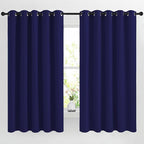 NICETOWN Blackout Curtains Panels for Bedroom - 3 Pass Microfiber Noise Reducing Thermal Insulated Solid Ring Top Blackout Window Drapes (2 Panels, 66 x 66 Inch, Navy Blue)