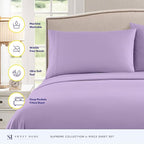Twin Sheets - Breathable Luxury Sheets with Full Elastic & Secure Corner Straps Built In - 1800 Supreme Collection Extra Soft Deep Pocket Bedding Set, Sheet Set, Twin, Lavender