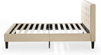 ZINUS Ibidun Upholstered Platform Bed Frame, Mattress Foundation, Wood Slat Support, No Box Spring Needed, Easy Assembly, Full, Beige