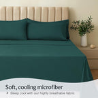LuxClub 4 PC Queen Sheet Set, Deep Pockets Wrinkle Free Cooling Bed Sheets Hotel Bedding for Women, Men, Kids & Teens, Includes 1 Fitted Sheet, 1 Flat Sheet and 2 Pillowcases - Silky Soft Emerald
