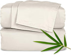 Pure Bamboo Full Sheets, Genuine 100% Organic Viscose Derived from Bamboo Bed Sheet Set, Luxuriously Soft & Cooling, Double Stitching, Lifetime Quality Promise (Full, Creme)
