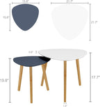 BAMEOS Bamboo Nesting Triangle End Table,Set of 2 Coffee Table Modern Minimalist Side Table for Living Room, Balcony in White & Grey