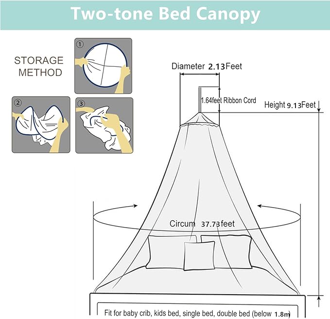 Eimilaly Two-Tone Bed Canopy Mosquito Net Pink Blue with 250pcs Warm White Lights, Bed Canopy for Girls Room Decor, Single Door
