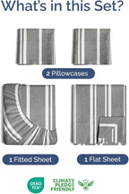 Extra Deep Twin XL Sheet Set - 4 Piece Breathable and Cooling Sheets - Hotel Luxury Bed Sheets Set - Easy Fit - Soft, Wrinkle Free and Comfy Sheets Set - Grey Striped Sheet Set with Extra Deep Pockets