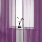 DUALIFE Dark Purple Curtains 63 Inch Length for Bedroom Girls 2 Panels Set Grommet Semi Transparent Window Drapes Sheer Voile Royal Purple Thin Curtains for Living Room Violet Plum 52x63 Inches