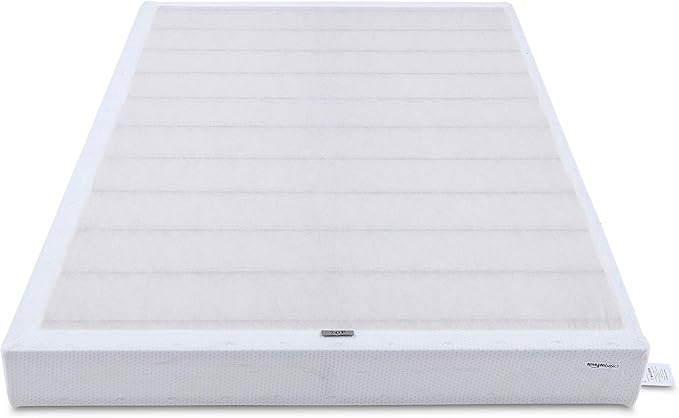 Amazon Basics Smart Box Spring Bed Base, 9-Inch Height Mattress Foundation, Tool-Free Easy Assembly, Queen, 79"L x 59.5"W x 9"H, White