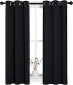 NICETOWN Living Room Blackout Curtains and Drapes, Black Solid Thermal Insulated Grommet Blackout Drapery Panels for Window (2 Panels, 29 inches Wide by 45 inches Long, Black)
