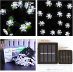 Solar Christmas Snowflake String Lights 36ft 60 LED 8 Modes Solar Fairy Outdoor Waterproof Powered String Lights for Garden Patio Yard Home Christmas Tree Parties(White-Snowflake-60LED)