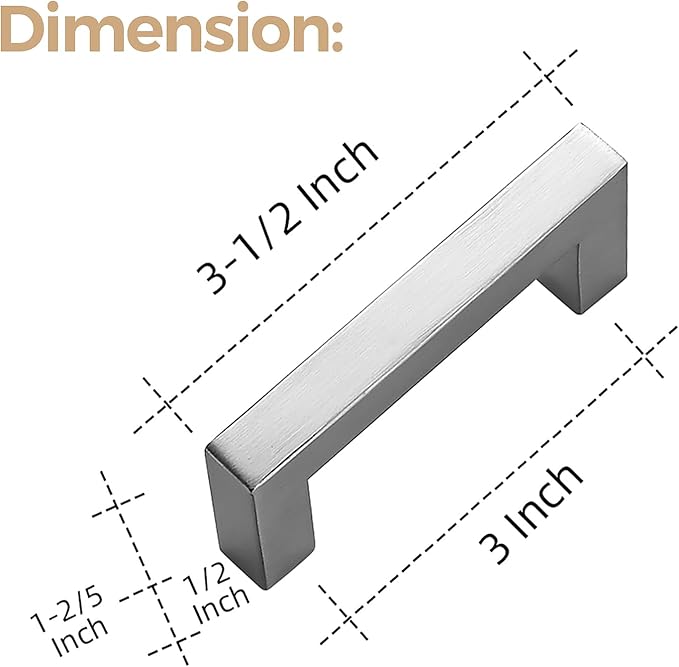 Ravinte 10 Pack 3 Inch Kitchen Square Cabinet Handles Satin Nickel Pulls Brushed Nickel Kitchen Cabinet Hardware Handles for Cupboard Drawer Pulls