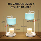 Candle Warmer Lamp with Timer, Dimmable Candle Wax Warmer, Height Adjustable Electric Candle Lamp Warmer with 2 Bulbs, Gifts Idea for Women Her, Mom, Vintage Home Decor for Bedroom-Blue