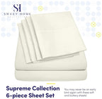 Cal King Size Bed Sheets - 6 Piece 1500 Supreme Collection Fine Brushed Microfiber Deep Pocket California King Sheet Set Bedding - 2 Extra Pillow Cases, Great Value, California King, ivory