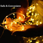 JMEXSUSS 100 LED Battery Operated Rope Lights Outdoor Waterproof, 33ft 8 Modes Battery Powered String Lights with Remote Outdoor for Trampoline Camping Tent Patio Garden Christmas Decor (Warm White)