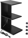 ZGREN End Table with Charging Station, Narrow Side Tables for Small Spaces USB Ports and Outlets Rolling Bedside Nightstand Sofa Couch Slim Shelf Night Stand Living Room, Bedroom, Black