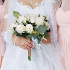 Rose Wedding Bouquet - Artificial Red White Flowers for Bride and Bridesmaid - Faux Holding Flower for Wedding Decor