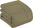 Sweet Home Collection 7 Piece Comforter Set Bag Solid Color All Season Soft Down Alternative Blanket & Luxurious Microfiber Bed Sheets, Sage, Twin XL