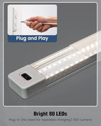 MYPLUS 2Pcs 24 Inch Under Cabinet Lights with Hand Wave, Under Counter Lighting 4000K Natural White,Dimmable,Plug and Play,LED Lights for Kitchen Cabinet, Cupboard, Closet, Desk