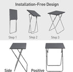 Garden 4 you Folding TV Tray Table TV Dinner Trays Tables for Eating,Stable Tv Trays Table 25In, Folding Tray Side Table, Foldable Snack Tables for Bed & Sofa, 15 x 18.9 x 26 in (Grey,2PC)