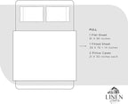 Linen Home 100% Cotton Percale Sheets Full Size, Dove Grey, Deep Pocket, 4 Pieces Set - 1 Flat, 1 Deep Pocket Fitted Sheet and 2 Pillowcases, Crisp Cool and Strong Bed Linen