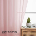 Aiyufeng Blush Pink Sheer Curtains 54 Inch Length 2 Panels Set, Light Filtering Airy Rod Pocket Light Pink Window Curtain Treatment Drapes for Kitchen Bedroom Living, Each 42Wx54L Inches
