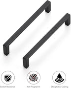 Ravinte 25 Pack Matte Black Cabinet Pulls, 5 Inch (128mm) Hole Center Slim Kitchen Handles, Square Drawer Pulls for Cabinets & Cupboards, Hardware