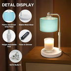 Candle Warmer Lamp with Timer, Dimmable Candle Wax Warmer, Height Adjustable Electric Candle Lamp Warmer with 2 Bulbs, Gifts Idea for Women Her, Mom, Vintage Home Decor for Bedroom-Blue