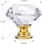 Ravinte 10 Pack Crystal Drawer Knobs - Glass Cabinet Knobs, Diamond Shaped, 30 mm with Gold Base