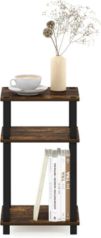 Furinno Just 3-Tier Turn-N-Tube End Table/Night Stand/Bedside Table, 1-Pack, Amber Pine/Black