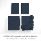 Mellanni California King Sheets Set - 4 PC Iconic Collection Bedding - Hotel Luxury, Extra Soft, Cooling Bed Sheets - Wrinkle, Fade, Stain Resistant (Cal King, Navy Blue)