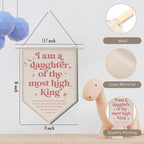 Christian Room Decor Daughter of The King Canvas Hanging Pennant Flag Banner Wall Sign Decor Gift for Nursery Bedroom Playroom Game Room Front Door