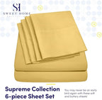 King Size Bed Sheets - 6 Piece 1500 Supreme Collection Fine Brushed Microfiber Deep Pocket King Sheet Set Bedding - 2 Extra Pillow Cases, Great Value, King, Yellow