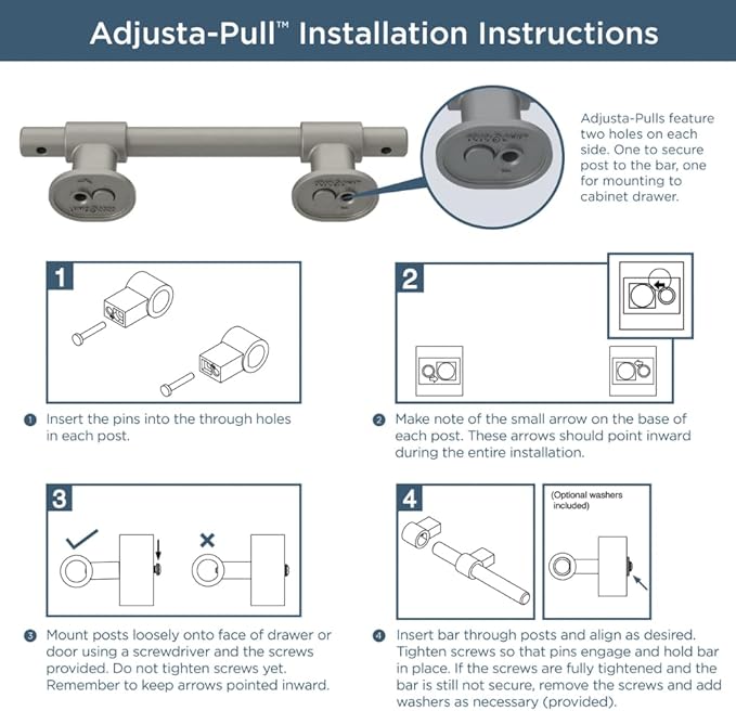 Franklin Brass Adjusta-Pull (5-Pack) Adjustable Drawer Pulls | Fits 1-3/8 to 4 Inch Hole Centers | Matte Black Cabinet Handles| Francisco P44364-FB-B