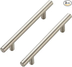 JOY DECOR 3 Pack Cabinet Handles, Brushed Nickel Cabinet Pulls, 4 in Hole Center Kitchen Cabinet Handles, Stainless Steel T Bar Handles for Dresser Drawers