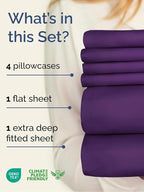Extra Deep Queen Sheet Set - 6 Piece Breathable & Cooling Sheets - Hotel Luxury Bed Sheets Set - Easy & Secure Fit - Soft, Wrinkle Free & Comfy Sheets Set - Purple Sheet Set with Extra Deep Pockets