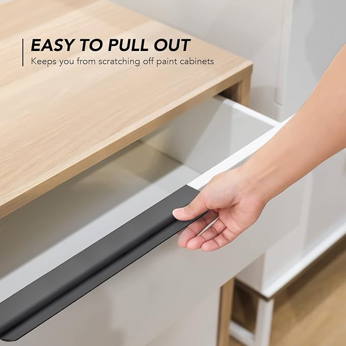 Ravinte Hardware 30 Pack Black Cabinet Handles, 11.8 Inch (300mm) Finger Edge Pulls, 8.8 Inch Hole Center, Finger Pulls for Cabinets