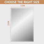 Frameless Mirror for Bathroom Vanity,15x25in Wall Mounted Mirrors for Over Sink Decorative Rectangular Frameless Mirror,With Polished Edge,Hangs Horizontally Or Vertically,Entryways,Room,Shatterproof