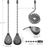 Black Ceiling Fan Pull Chain, 4Pcs 12 Inches Decorative Fan Pull Chain Ornaments Extension, 3mm Diameter Beaded Ball Fan Pull Chain Extender with Connector (4 Pack)