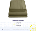 California King Sheet Sets - Breathable Luxury Sheets with Full Elastic & Secure Corner Straps Built In - 1800 Supreme Collection Cal King Deep Pocket Bedding Set, Sheet Set, California King, Olive
