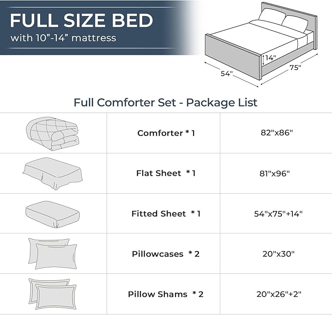 HEVUMYI Purple & Light Purple Full Comforter Set - 7-Piece All Season Bed in a Bag Full, Ultra Soft Bedding Set with Comforter, Flat Sheet, Fitted Sheet, Pillowcases, Pillow Shams