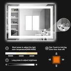 LED Bathroom Mirror, 60"x 30" with Front and Backlit, Anti-Fog, Large Bathroom Vanity Mirror for Wall, Memory Function, Stepless Dimmable, Tempered Glass (Horizontal/Vertical)
