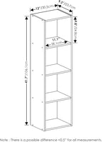 Furinno PASIR Book Shelf, 4-Tier Modern Bookshelf, Open Shelves Bookcase 9" x 12" x 42", for Living Room, Bedroom, Home Office, Light Blue/White